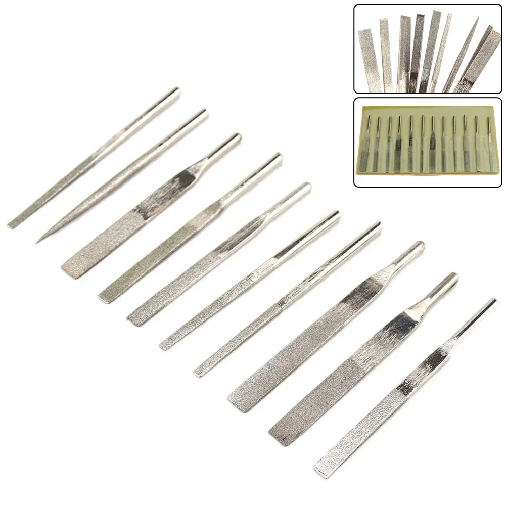 

70mm 12Pcs Diamond Mini Needle File Set Hand Tools For Ceramic Glass Gem Stone Hobbies And Crafts 3D Print Model Polish 100-300#