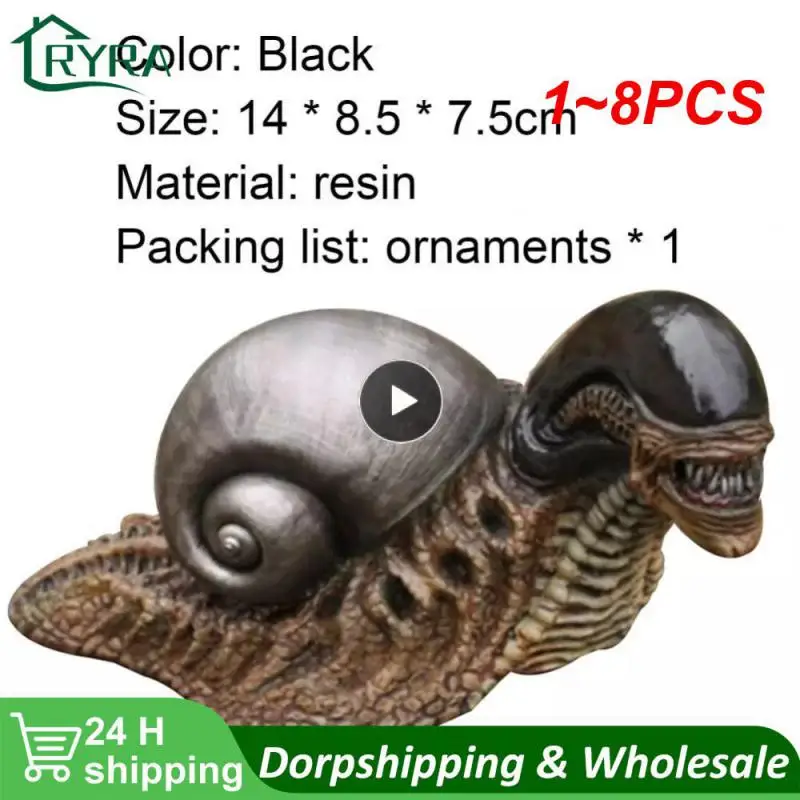 

1~8PCS Variation Snail Statue, Resin Evil Snail Sculpture Alien Lover's New Favorite Home Office Decoration Garden Outdoor