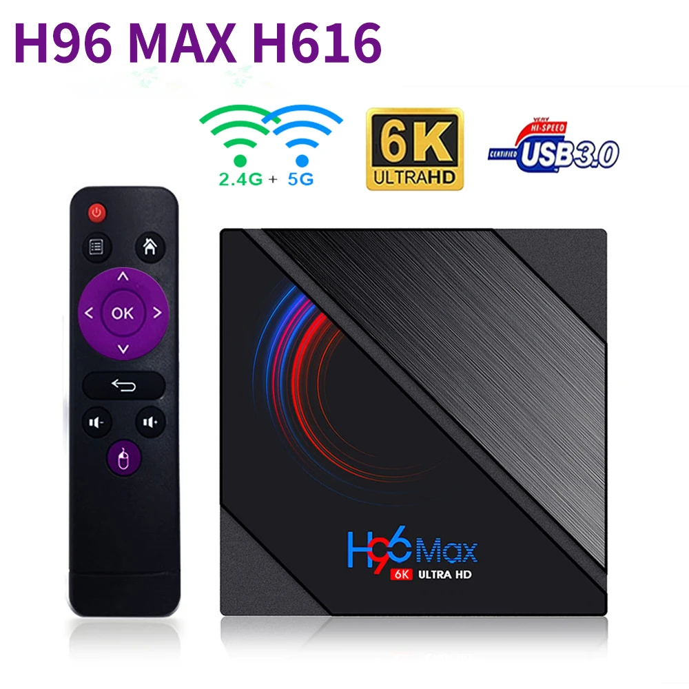 

Android 10 TV Box H96 MAX Allwinner H616 4GB 64GB 2.4G 5G WIFI Receiver 6K BT4.0 4K Media Player USB3.0 Smart Set Top Box H96MAX