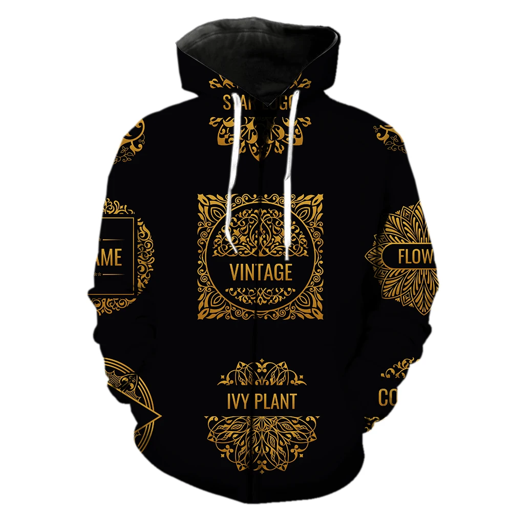 

European and American Style Label Men's Zipper Hoodie Hip Hop Cool Tops 2022 Hot Sale With Hood Jackets Funny 3D Printed Spring