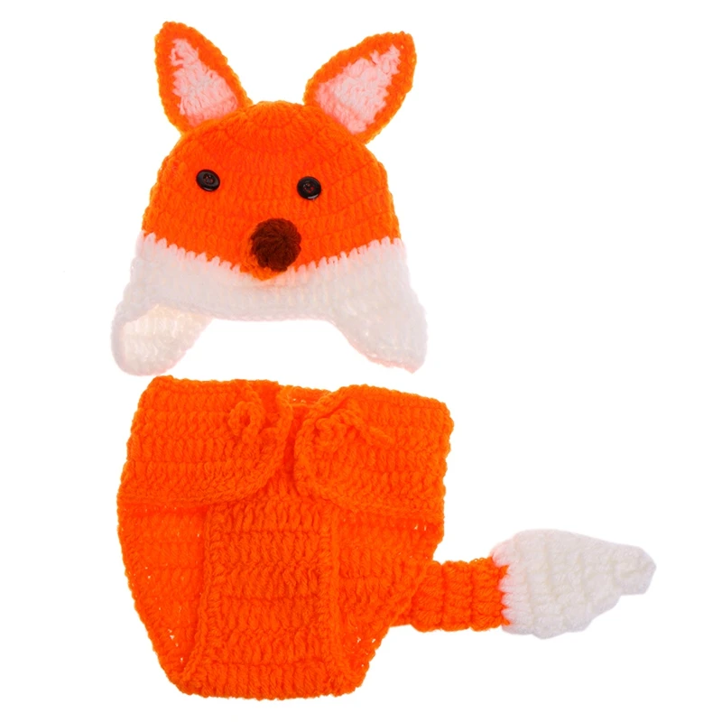 

Orange Knit Outfits for Baby Boys Girls Photography Outfits Ear Eyes