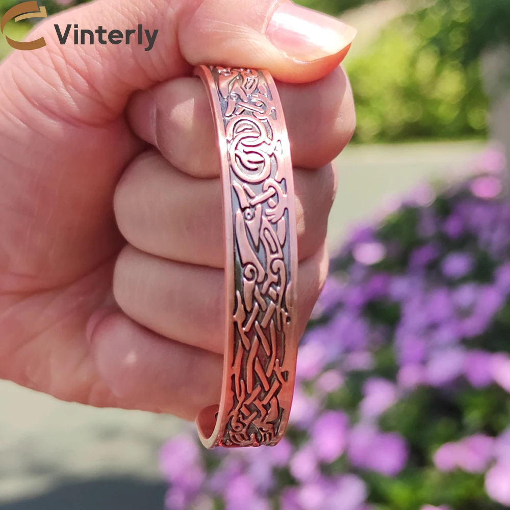 

Медные терапевтические магнитные браслеты Viking, регулируемые браслеты из чистой меди