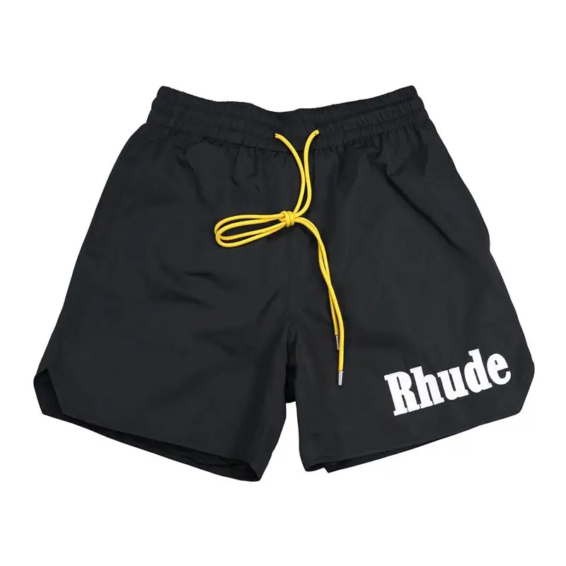 

RHUDE Men's Shorts 2023 Summer New Solid Embroidered Logo Letter Printing Loose Relaxed Fashion Couple Sports Beach Pants Women