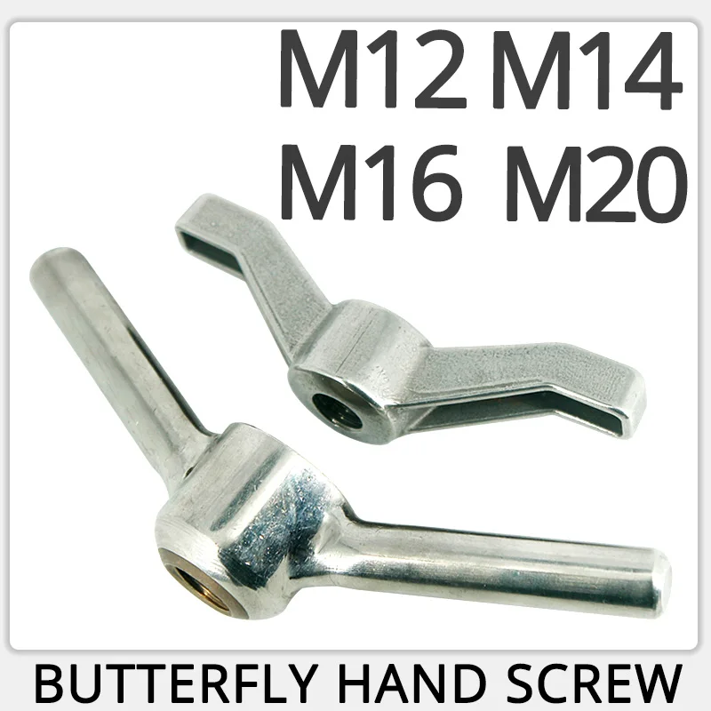 

M12 M14 M16 M20 304 Stainless Steel Wing Nuts Hand Screw Sheep Ox Horn Shape Nut Handle Screw Cap Butterfly Locking Copper Nut