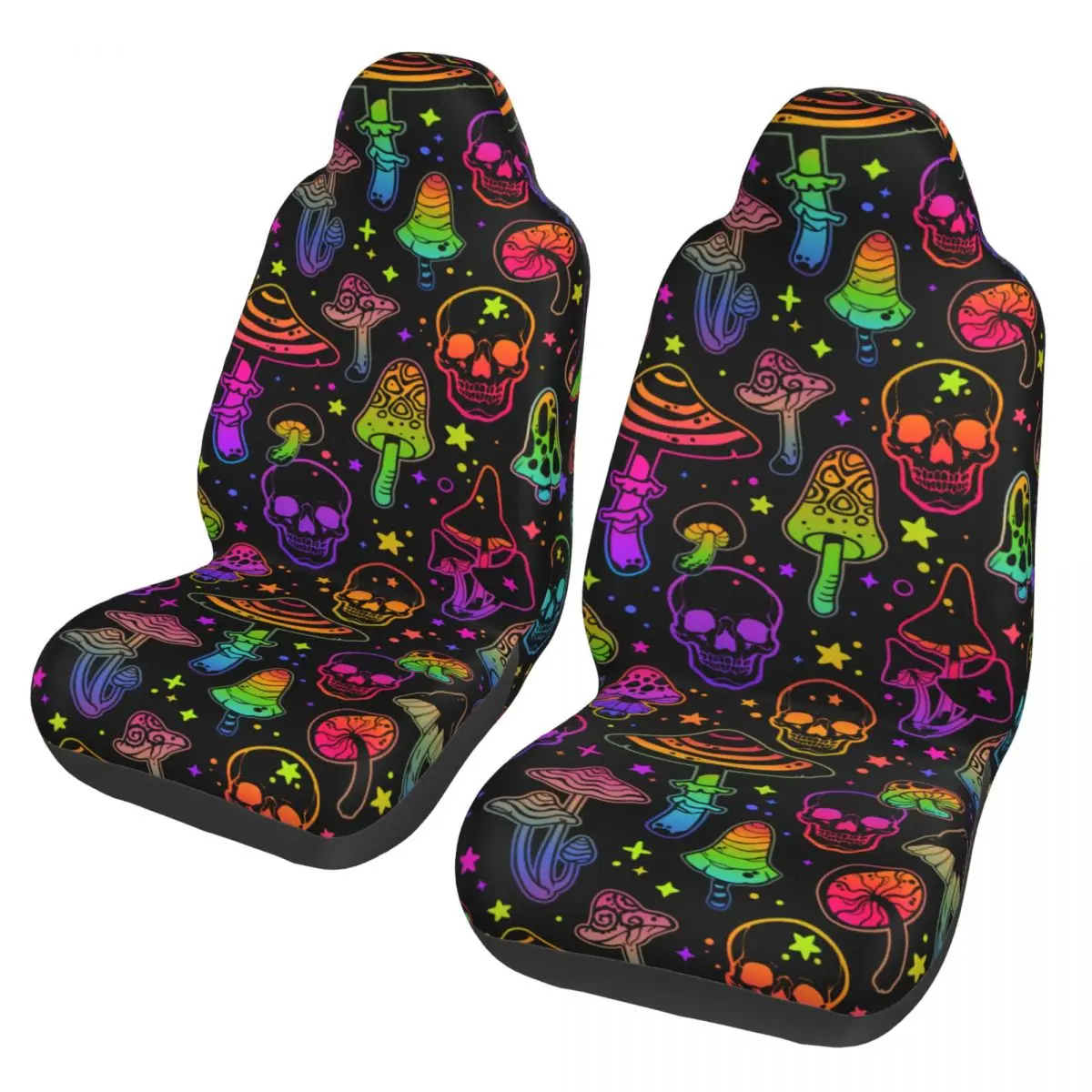

Bright Poisonous Mushrooms Skulls Universal Car Seat Cover for most cars For All Psychedelic Seat Covers Polyester Fishing