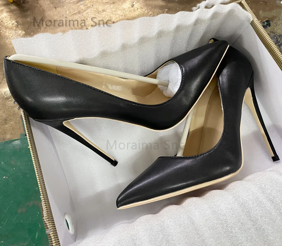 Black Naked High Heels Women Pumps Fashion Stiletto Heel Leather Shoes Office Lady Party Wedding Shoes Ladies Spring Autumn Shoe