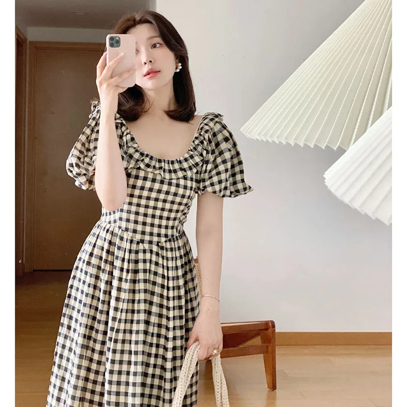 

New French Retro Style In Spring and Summer of 2023 Small Number Senior Celebrities Fragrance Houndstooth Dress Female