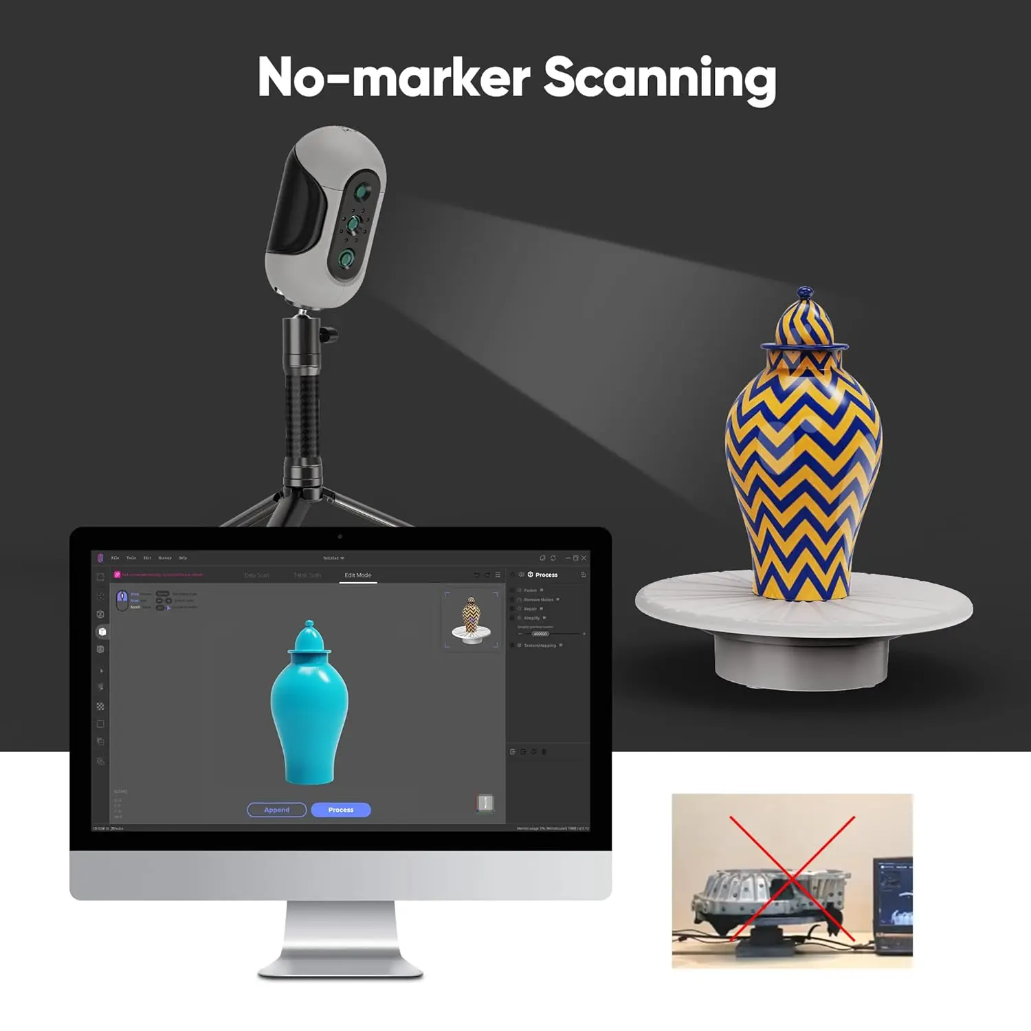 Фото Портативный 3D-сканер 3DMakerpro Mole для 3D-принтеров, точность 0,05 мм и разрешение 0,1 мм, совместимость с Win10/MacOS №5