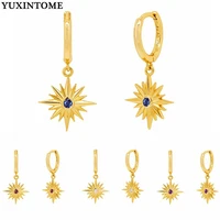 yuxintome 925 sterling silver ear needle gold star earrings star hoop pendientes cz earrings for women fashion party jewelry