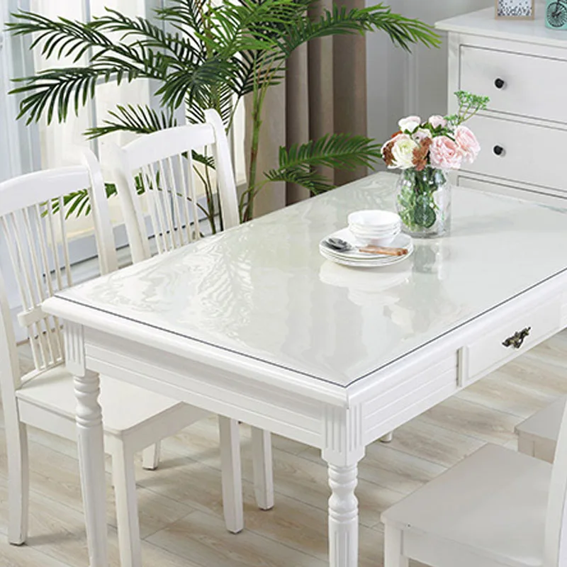 

Soft Glass Table Cloth 1mm PVC Transparent Tablecloth Waterproof Rectangular Table Cover Pad Kitchen Oil-Proof Table Mat