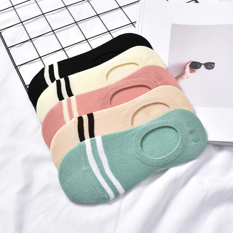 2022 New 5 Pairs/Lot Shallow Invisible Socks Women Solid Ankle Socks in Set Breathable Anti-friction Socks 35-41 Dropshipping