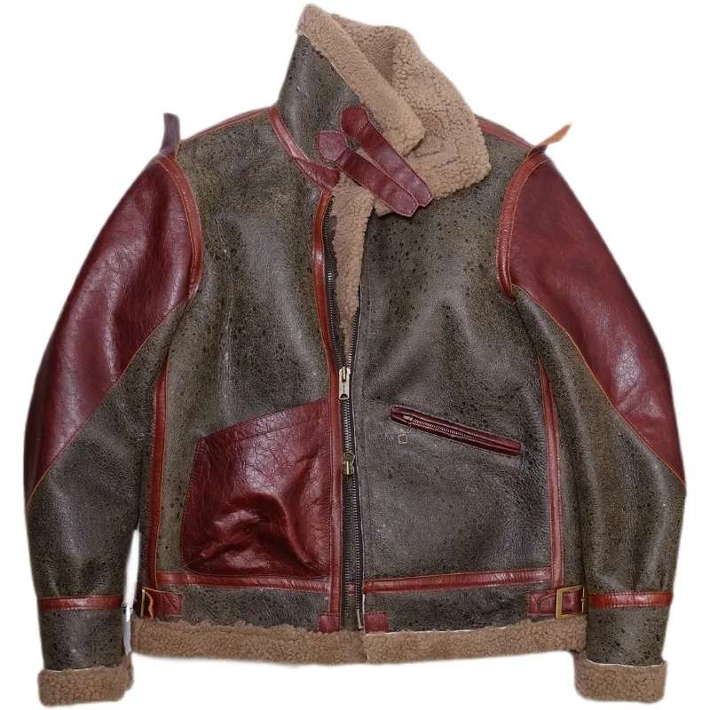 

B3 кожаная Меховая куртка-бомбер приталенная плотная теплая зимняя одежда в стиле милитари