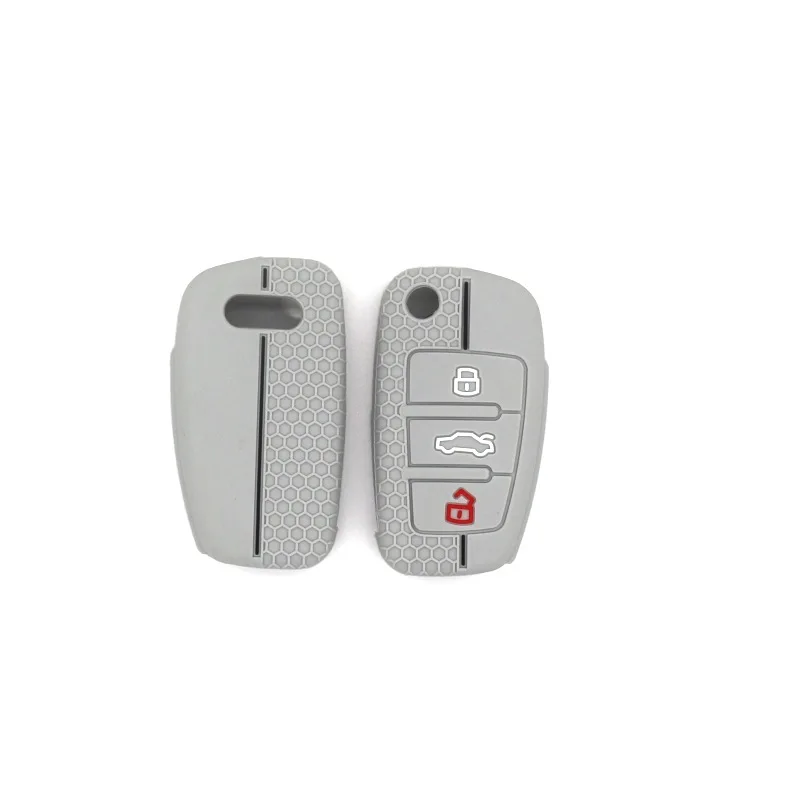 

Силиконовые чехлы для автомобильных ключей, защитный чехол для Audi A1, A3, A6, Q2, Q3, Q7, TT, TTS, R8, S3, S6, RS3, RS6, 3 кнопки, складной ключ дистанционного управления