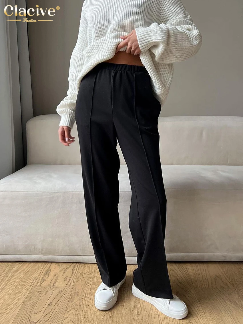 

Stclacive Casual Loose Black Sweatpants Women Elegant High Waist Ankle-Length Pants Fashion Straight Trousers Female Clothing