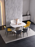 light luxury marble dining table and chairs combination of simple household round dining room dining table