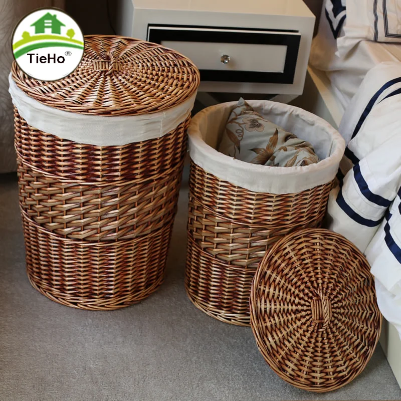 

Bathroom Dirty Clothes Rattan Storage Basket Living Room Bedroom Sundries Wicker Storage Box With Lid Simple Home Accessories