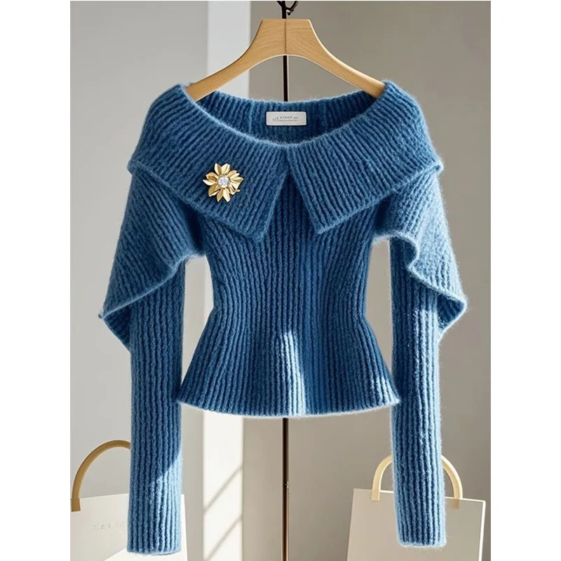 Темпераментный корсет свитер женский осенний простой вязаный топ с нерегулярным
