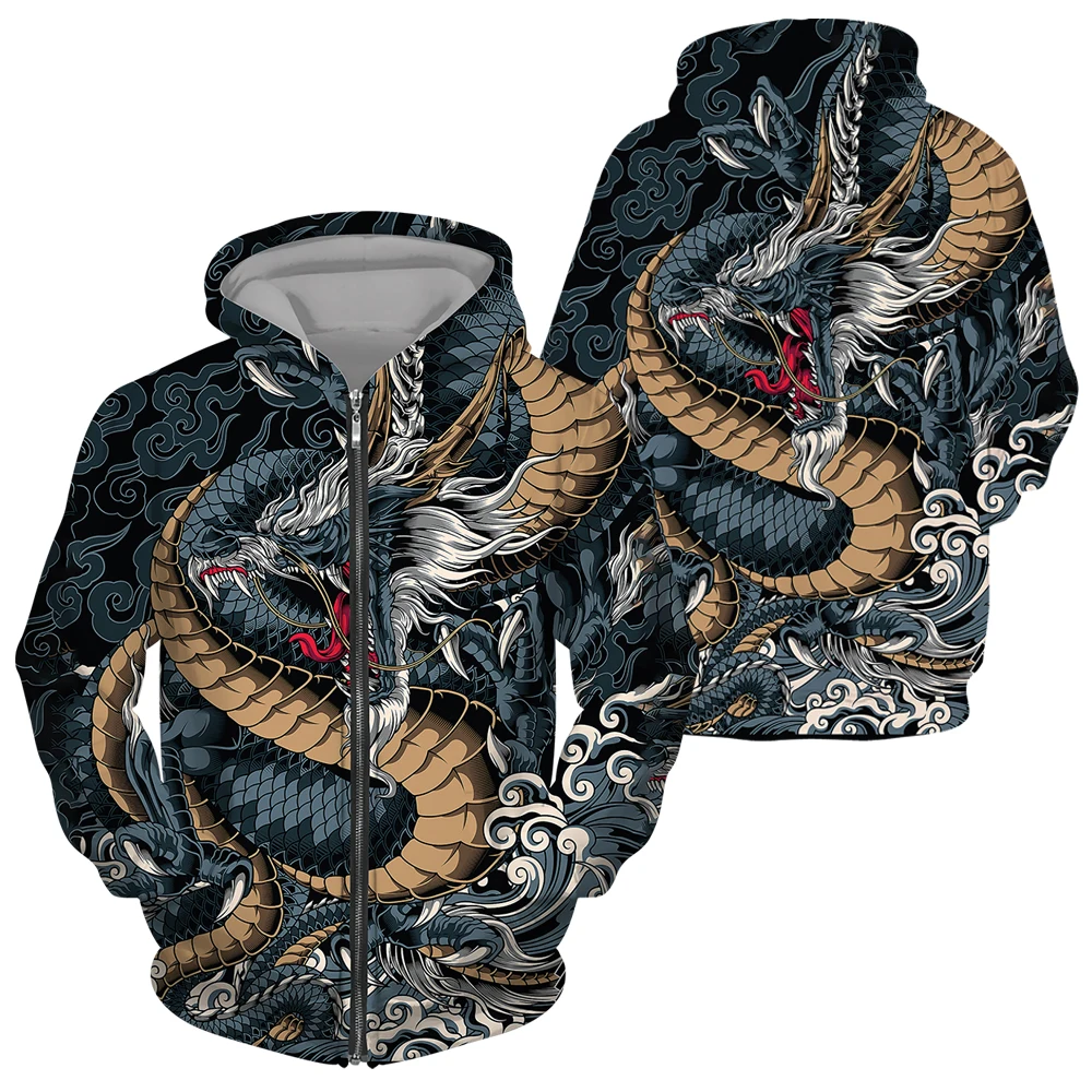 

2022 New Tattoo Dragon 3D Printed Men's tracksuit Hoodie Tracksuit Streetwear Zipper pullover casual suit Tracksuit S-6XL