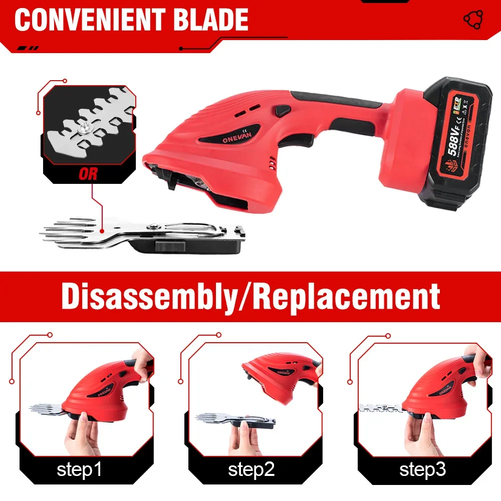 Бесщеточный резак для живой изгороди 2 в 1 беспроводной садовый триммер