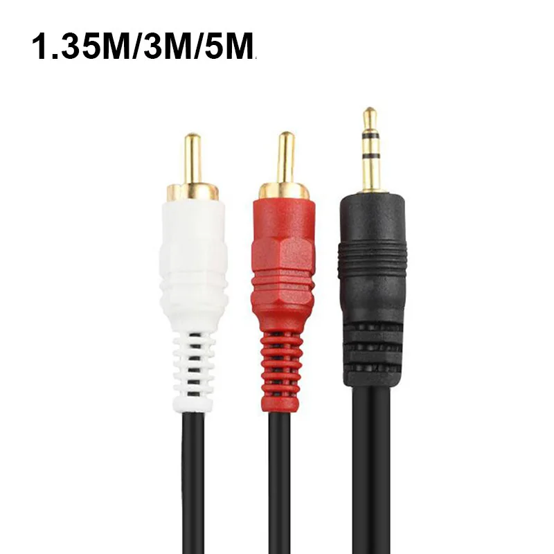 

1.35M 3M 5M 3.5mm Male Jack to AV 2 RCA Male Extend Cable Connector For Phone TV AUX Computer PC Speakers Music Audio Cords