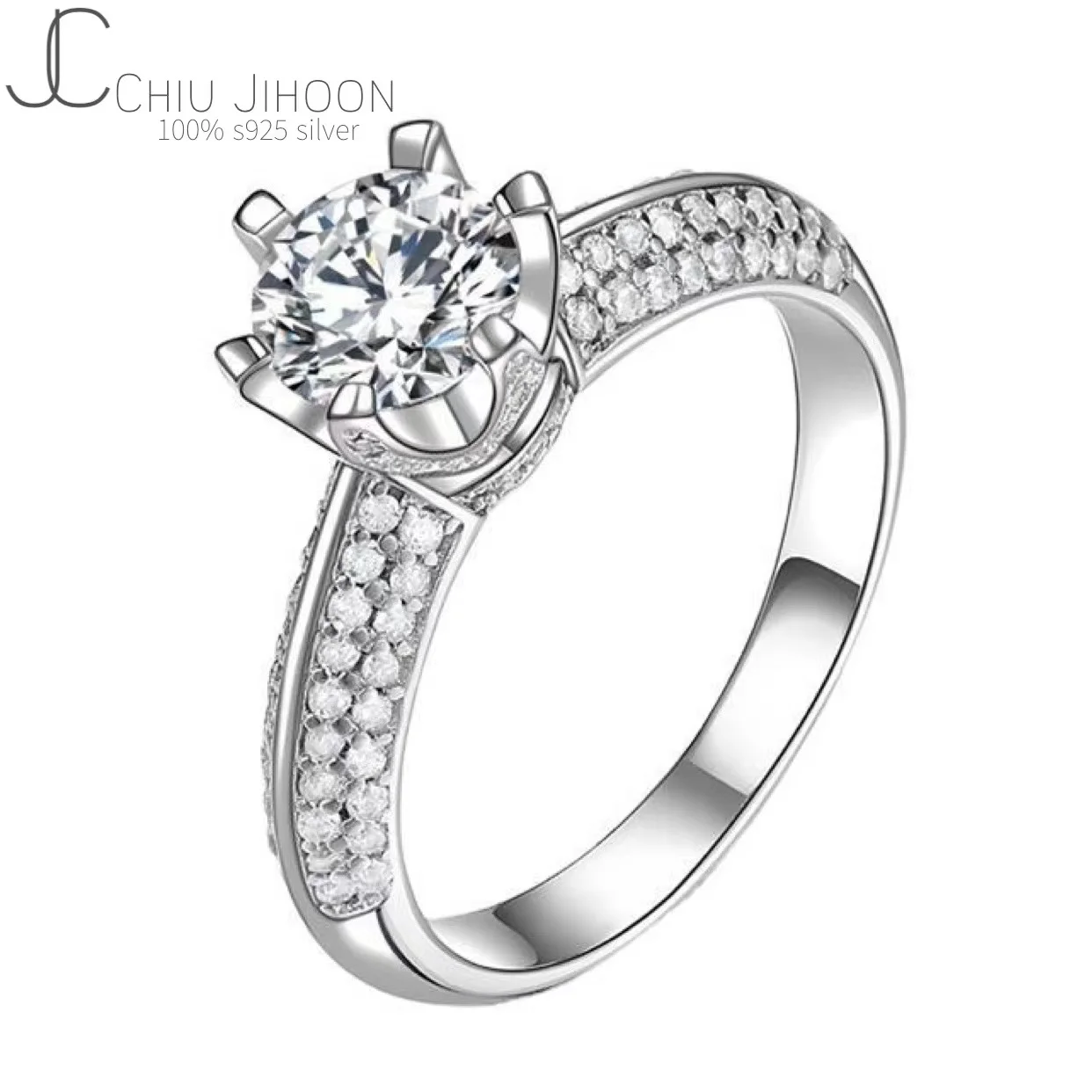 

Женское Обручальное кольцо из серебра 100% пробы, с муассанитом