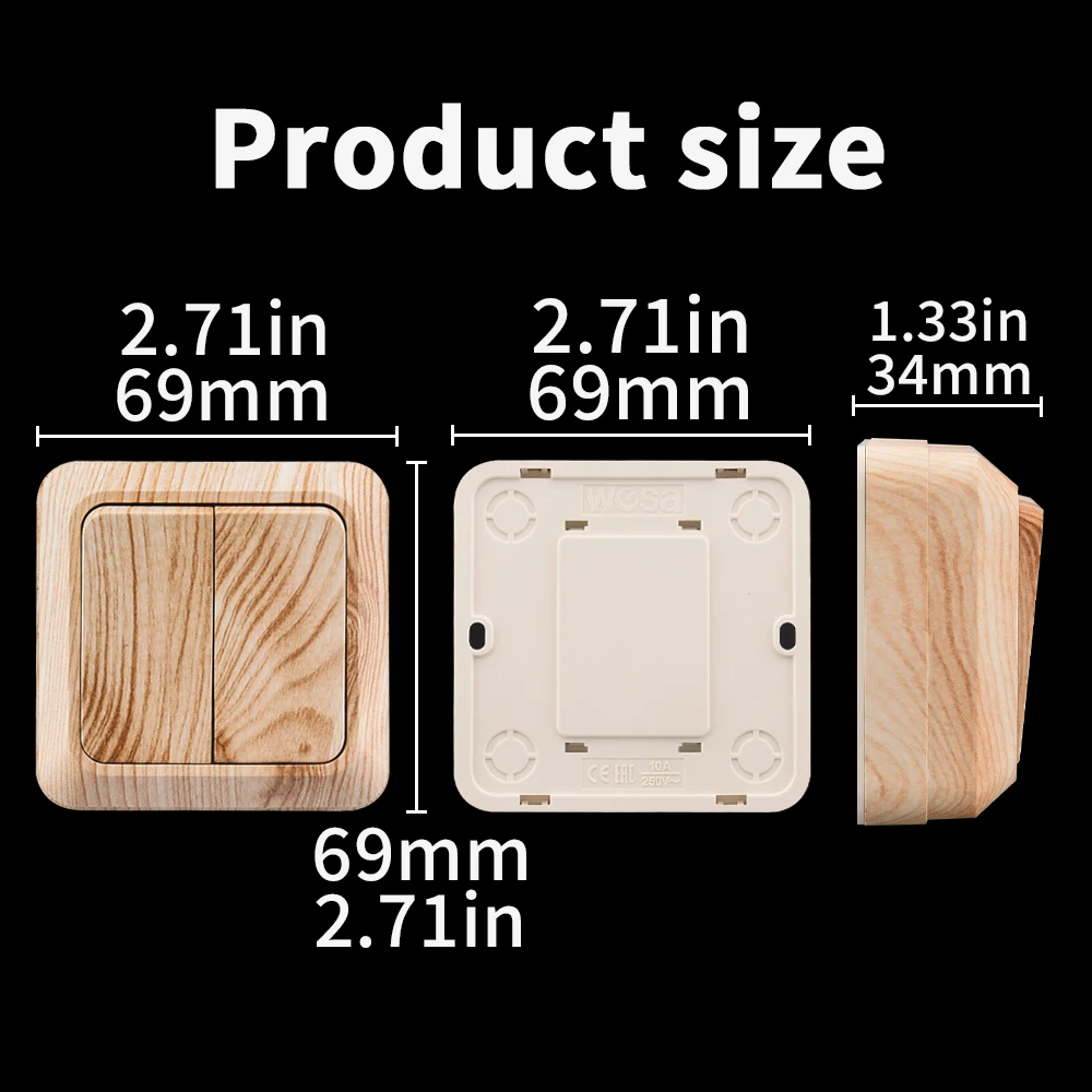 Винтажный настенный переключатель с имитацией дерева