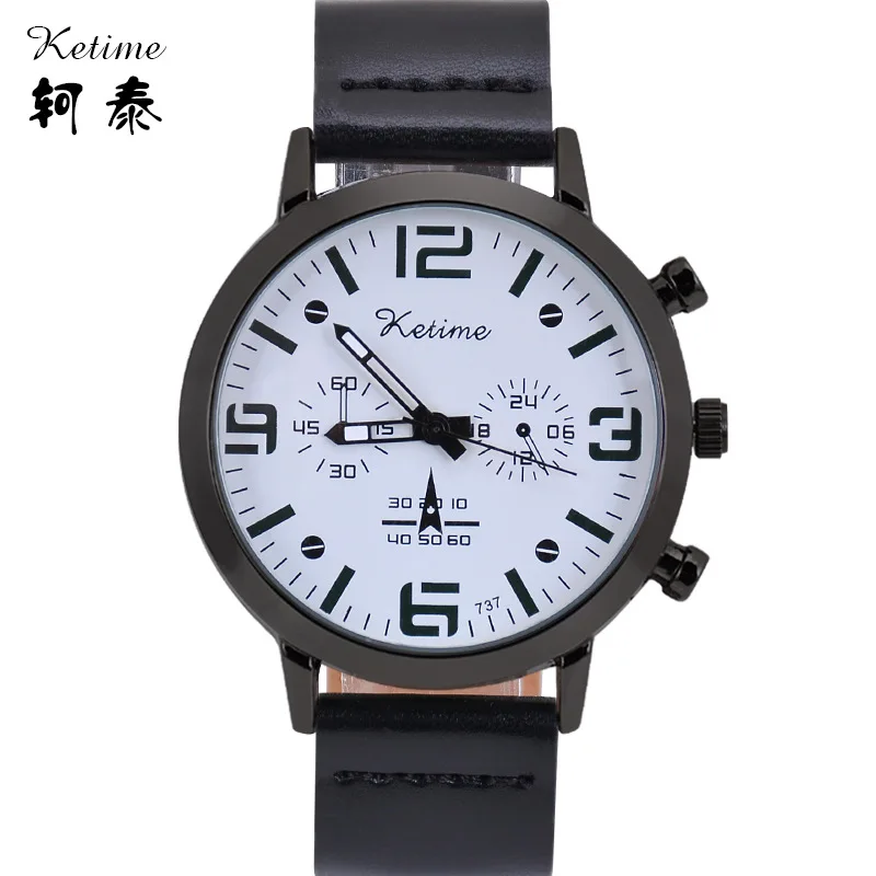 

Business Round Quartz Fashion Dial Casual Wrist Watch Leather Strap Fashionable Clock Waterproof Wrist Watch for Men