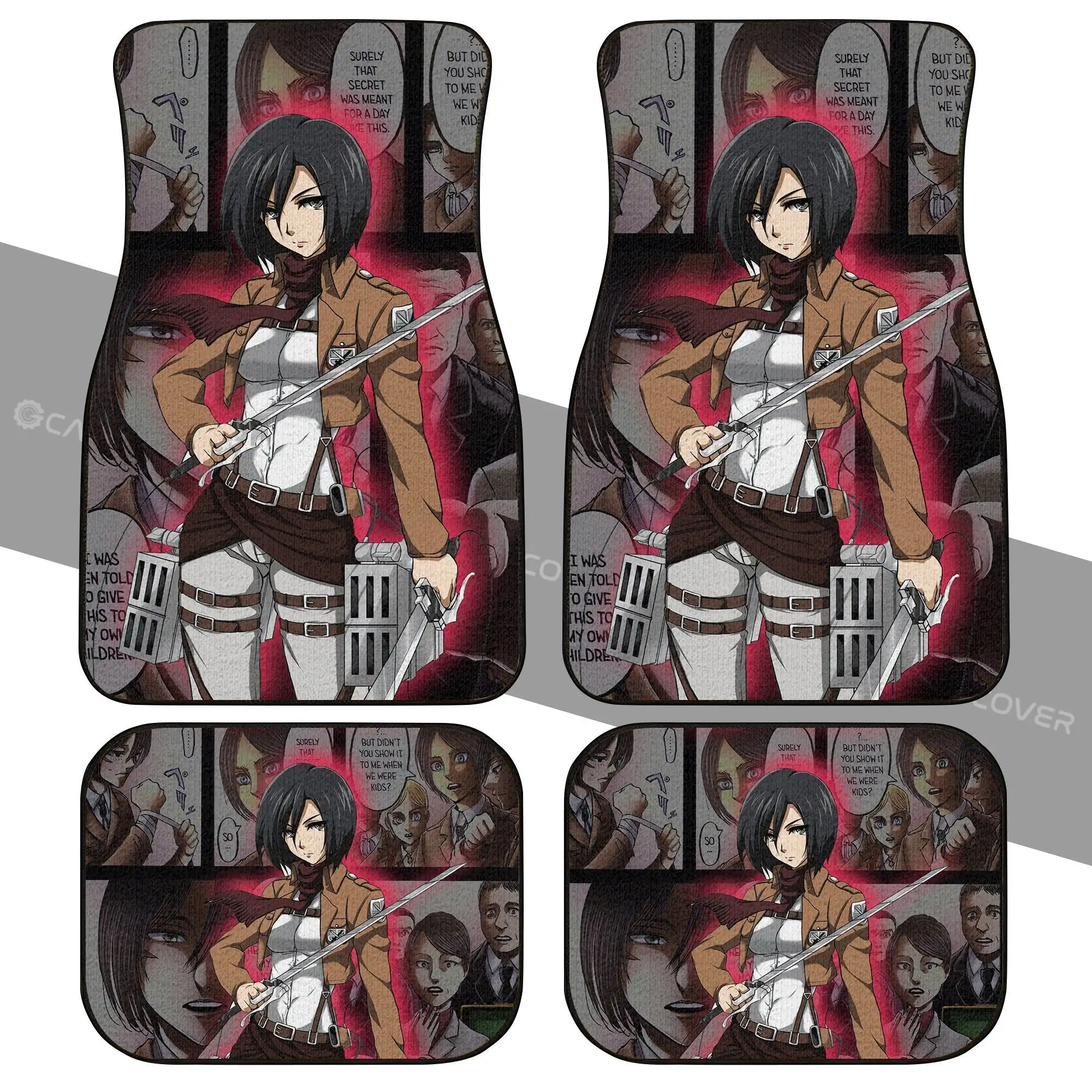 

Mikasa Car Floor Mats Custom Anime Attack On Titan Car Interior Accessories