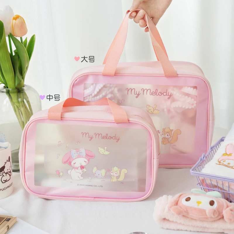 Фото Косметичка Sanrio из материала PU, Kuromi My Melody, большая вместительная водонепроницаемая сумка для хранения, милая портативная сумка для девочек, ручная сумка для плавания №3