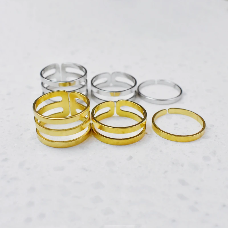 

Punk Finger Rings Minimalist Smooth Gold Color Geometric Stainless Steel Rings for Women Girls Party Jewelry Bijoux Femme