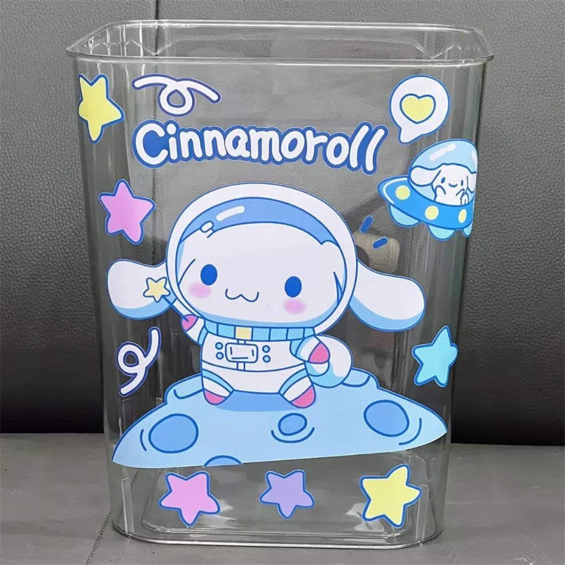 

Cute Cinnamoroll Kuromi Hello Kitty Garbage Can Transparent Large Capacity Bedroom Home Student Trash Cartoon Household Goods