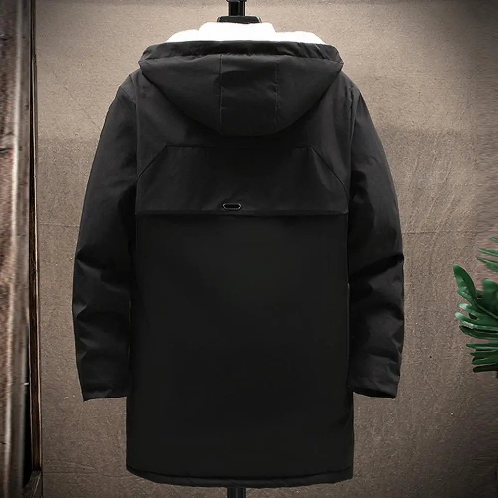 Chic Men Winter Coat Slim Long Coat Hooded Young Style Men Winter Coat  Keep Warm