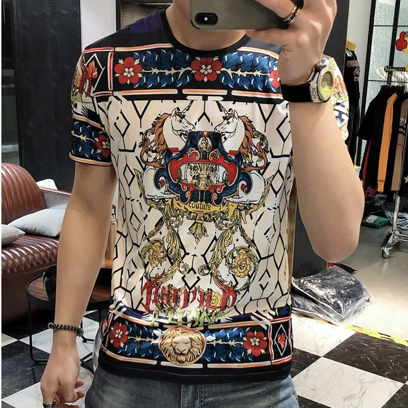 

European Summer T Shirt Men Slim Fit Print Casual Tee Shirt Homme 2022 Short Sleeve Men T-Shirt Camisetas Hombre Tshirt For Men