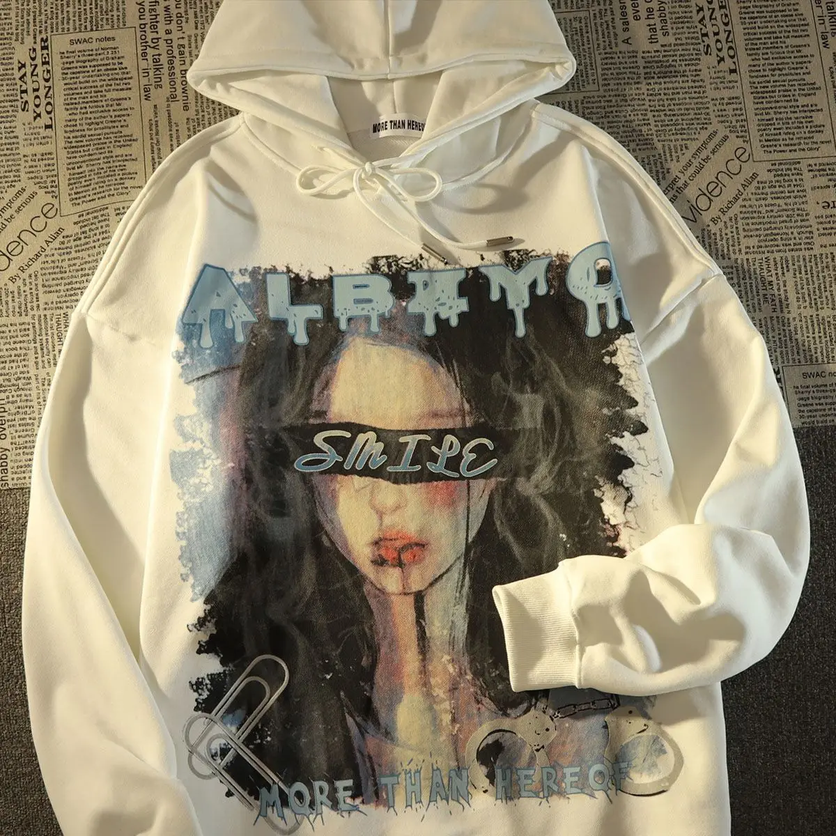 

Beautiful Little Girl Printed Hoodie Bow Tie Loose Long Sleeve Plus Size Women Hoodie Girl Aesthetic Style top 3XL
