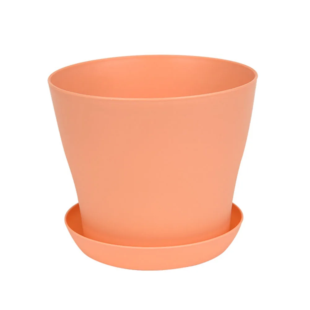 

Resin Plastic Flower Pot With Tray Green Potted Plants Plant Pots Gardening Planting Container Indoor Outdoor Flower Pot