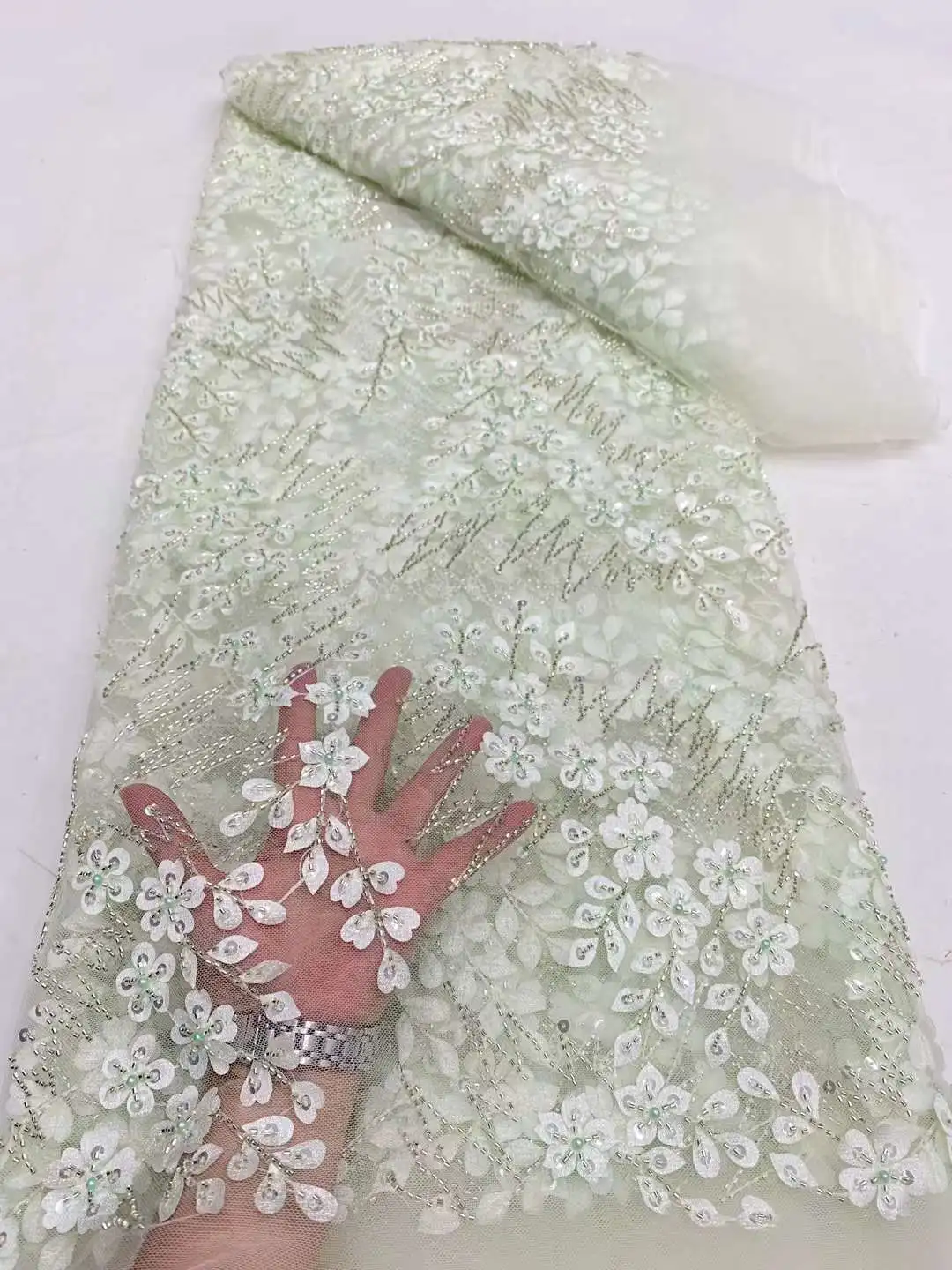 Африканская Тяжелая кружевная ткань 2024 Высококачественная нигерийская 3d