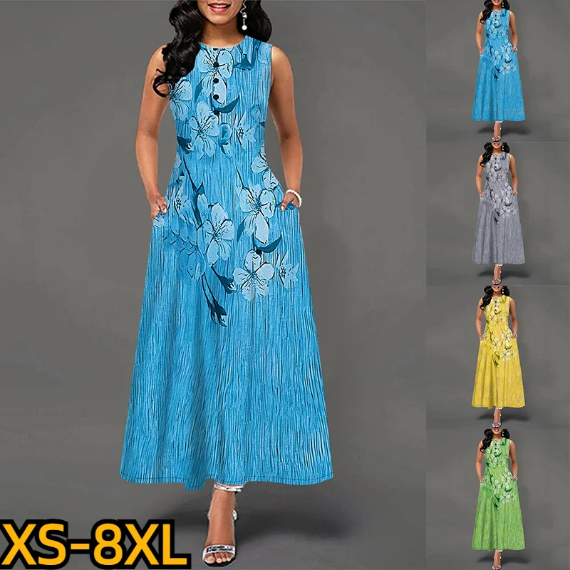 

2023 модная длинная юбка, ретро платье, сексуальное женское платье, Летний Новый дизайн, облегающая юбка с принтом, женская новая юбка без рукавов с круглым вырезом