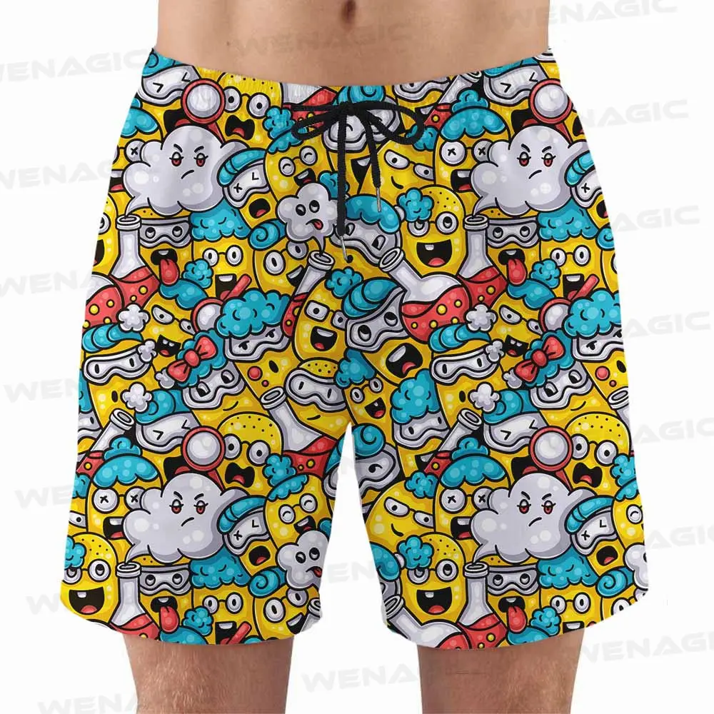 Funny expression Summer Swimwear Shorts Comfortable Surf Board Shorts Quick Dry Swimsuit Sport Trunks Men's Beach Shorts Kid Boy