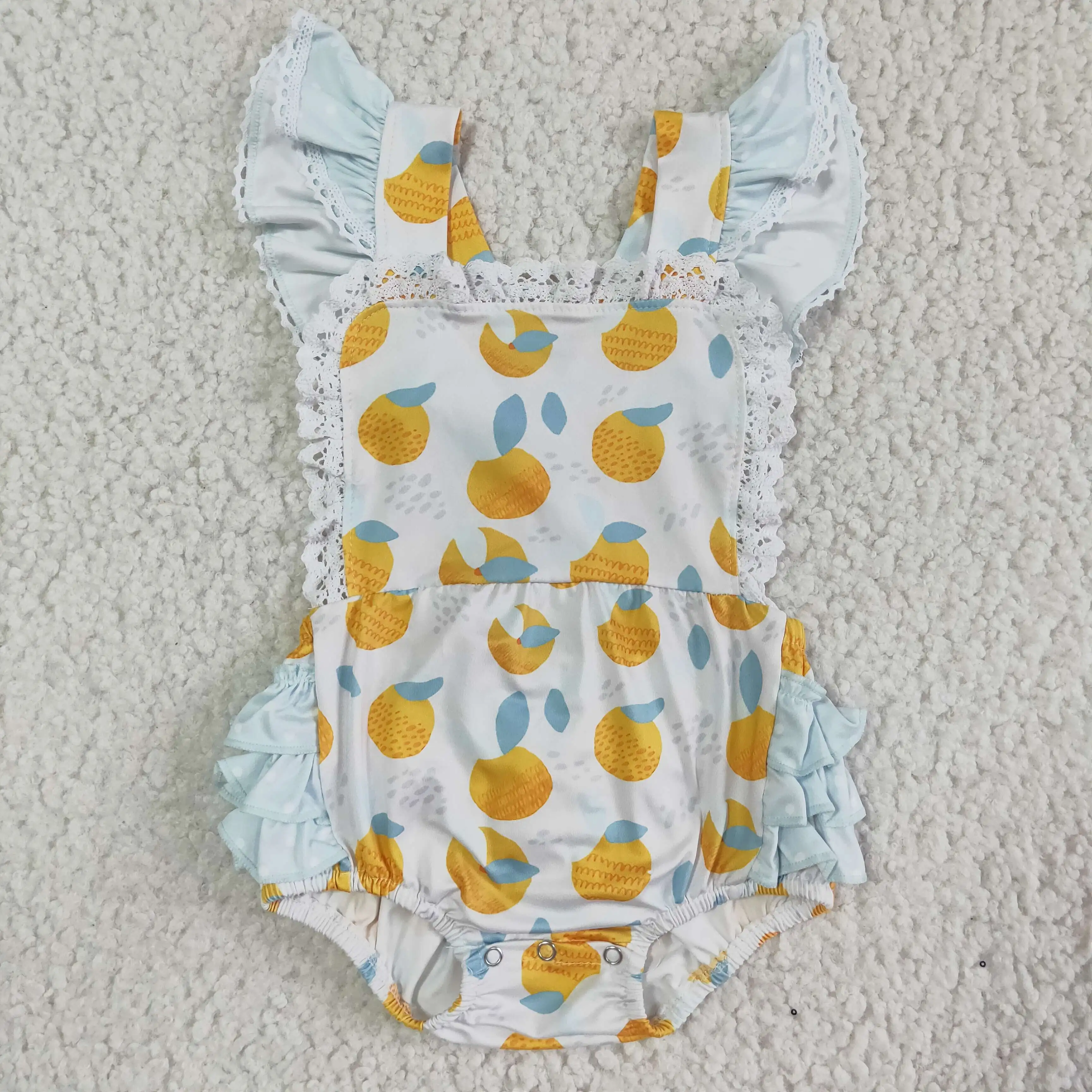 

summer baby girl romper children flutter sleeve lemon jumpsuit climbing clothes 100% cotton baby clothes newborn romper