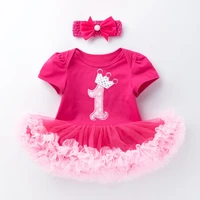 2022 newborn baby girl rose rompers infant toddler first birthday party clothes summer girl dress princess and wedding fy03171