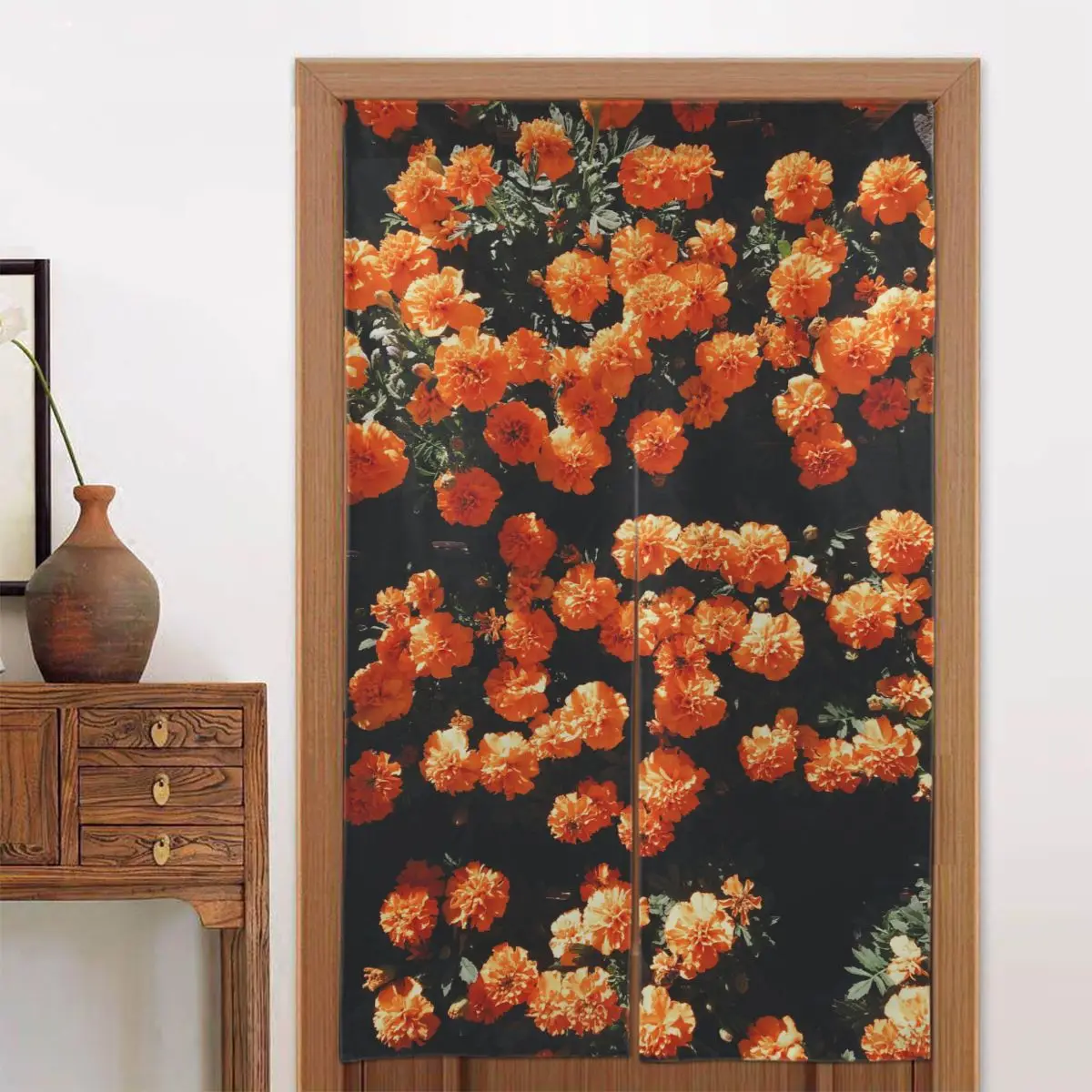 

Nordic Rose Flowers Japanese Door Curtains Blossom Separate Tapestry Cotton Linen Novelty Noren for Kitchen Toilet Decorations