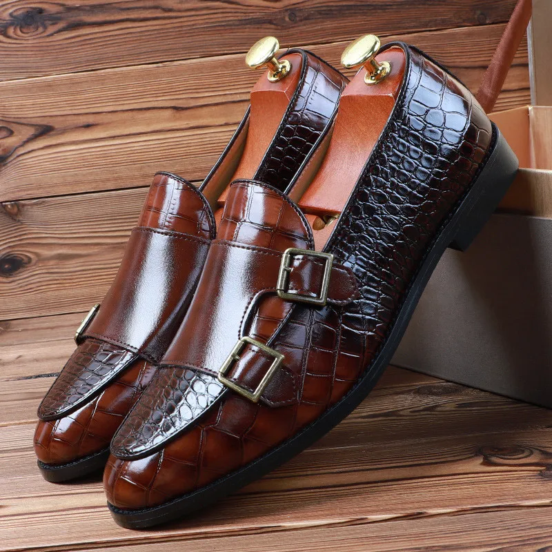 

The crocodile grain shoes Italian Brand Men Formal Shoes Leather Coiffeur Dress ShoesMen Elegant Sepatu Slip On Pria Buty Meskie