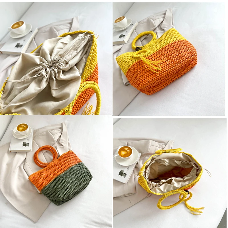 Straw Beach Bag Handmade Woven Shoulder Bag Raffia Rattan Travel Tote 2023 Bohemian Summer Large capacity Basket Casual Handbag