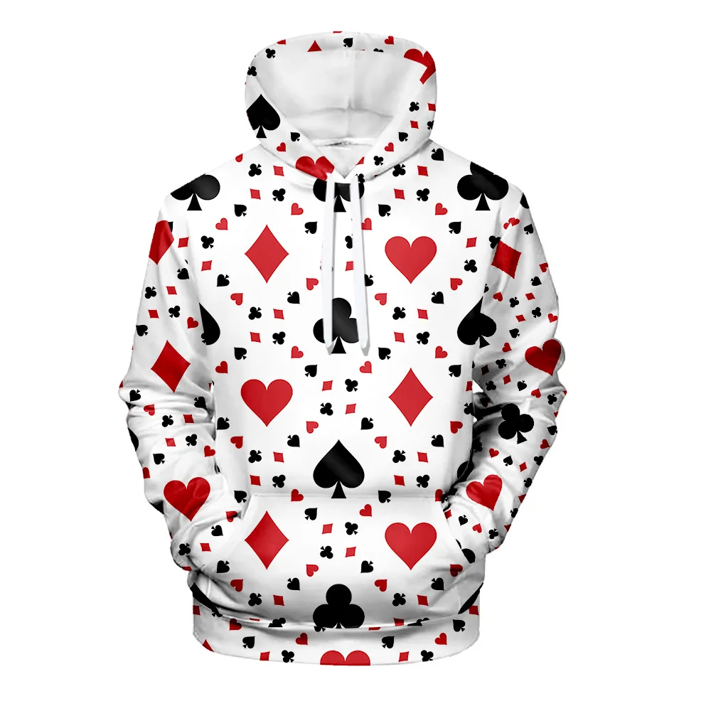 Толстовка Мужская/женская с 3D-принтом в виде покера Свитшот стиле Харадзюку худи