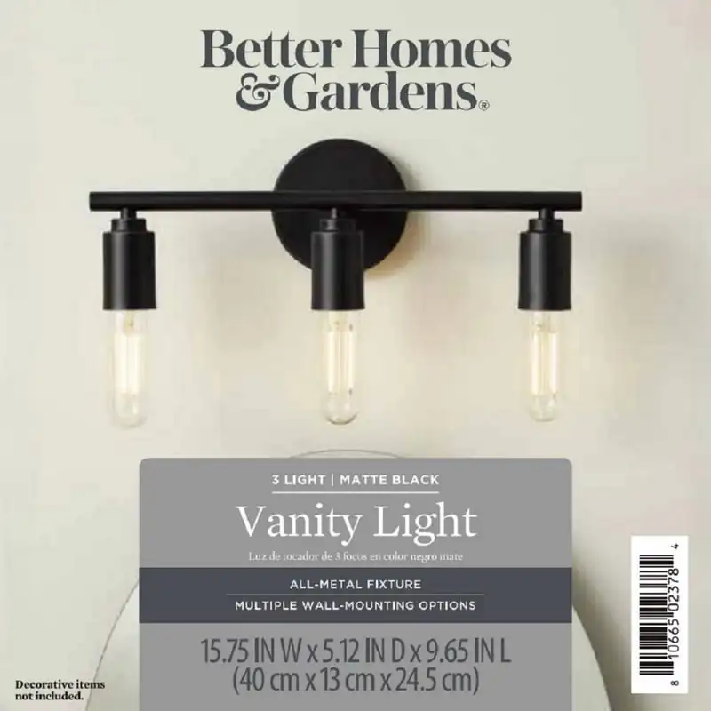 

3-Light T10 Dimmable LED Bulbs,Modern Indoor Vanity Light, Matte Black Tube Lights,3.5W/40W Eqv