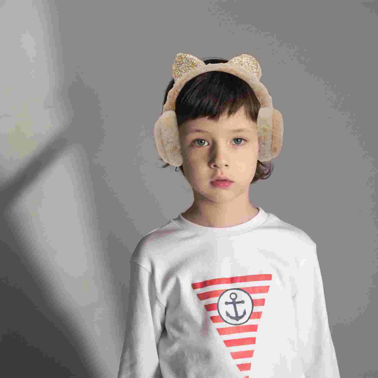 

Наушники с блестящими блестками уютная в форме кошачьих ушей обогреватель для котят Нарядная повязка на голову головной убор для мальчиков шумоподавляющий