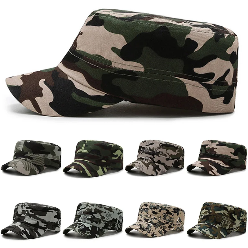 

Fashion Military Camouflage Hats Jungle Camo Fisherman Hat With Wide Brim Outdoor Breathable Sun Fishing Camping Flat Cap