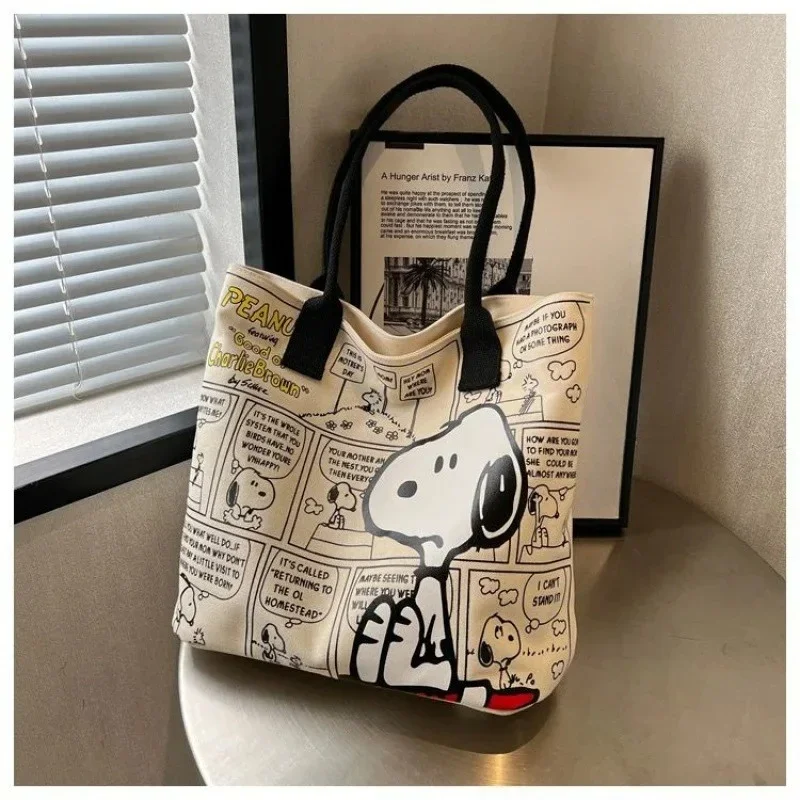 Холщовая Большая Сумка Snoopy - Стильная Мультяшная На Плечо Большой Вместимости