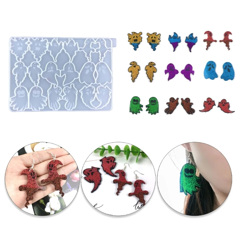 

Силиконовая форма для сережек на Хэллоуин с отверстием, брелок для ключей, кулон, форма ручной работы