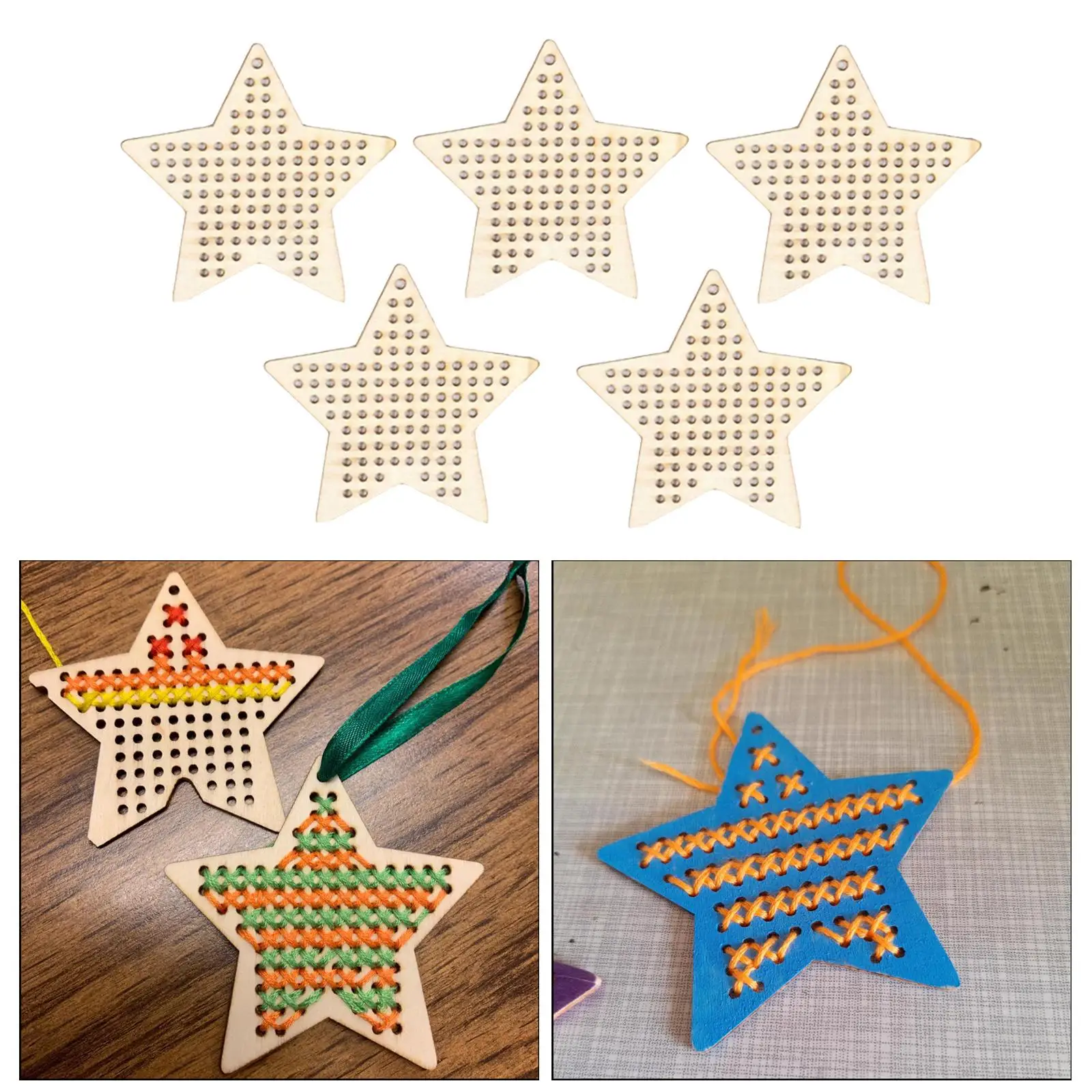 5 шт. Деревянные Подвески для вышивки крестиком с несколькими отверстиями